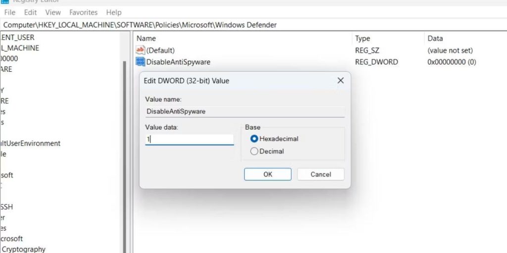 DisableAntiSpyware