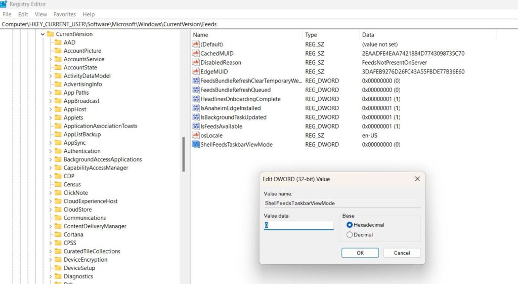 Edit the Registry