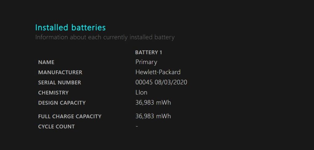 Installed batteries