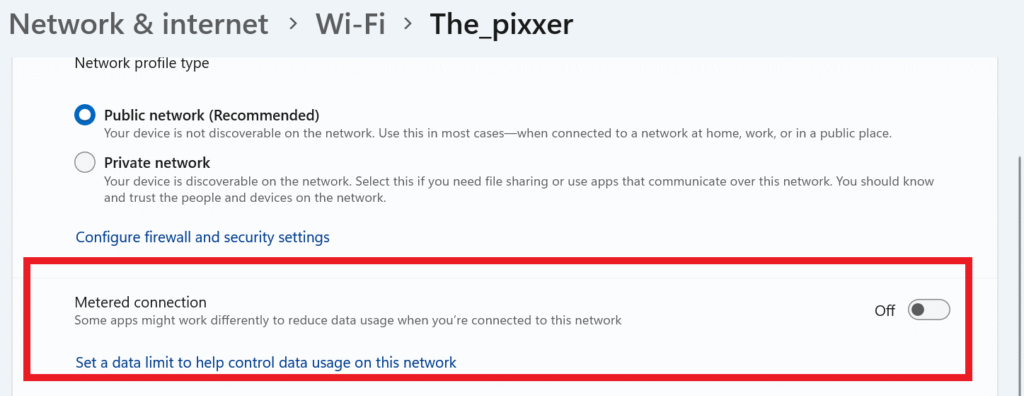 Metered connection