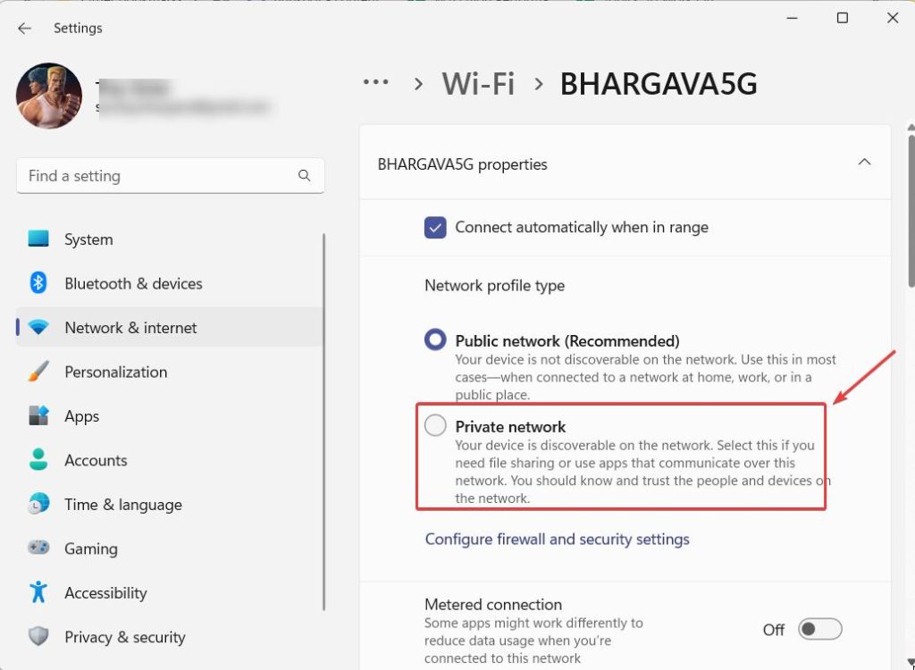 Network profile type