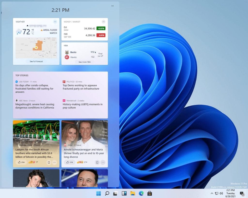 News and Interests widget