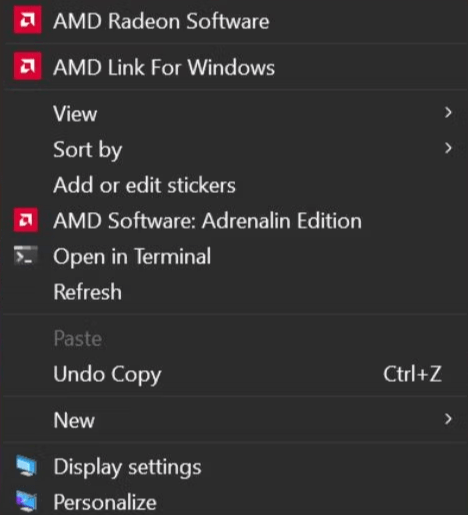 Personalize from the context menu