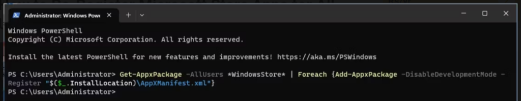 PowerShell in administrative mode