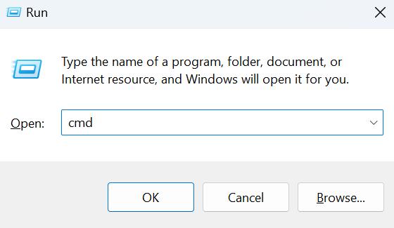 RUN dialog box