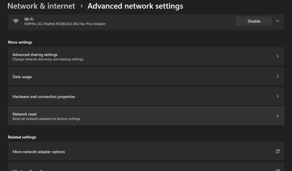 Reset Network Settings