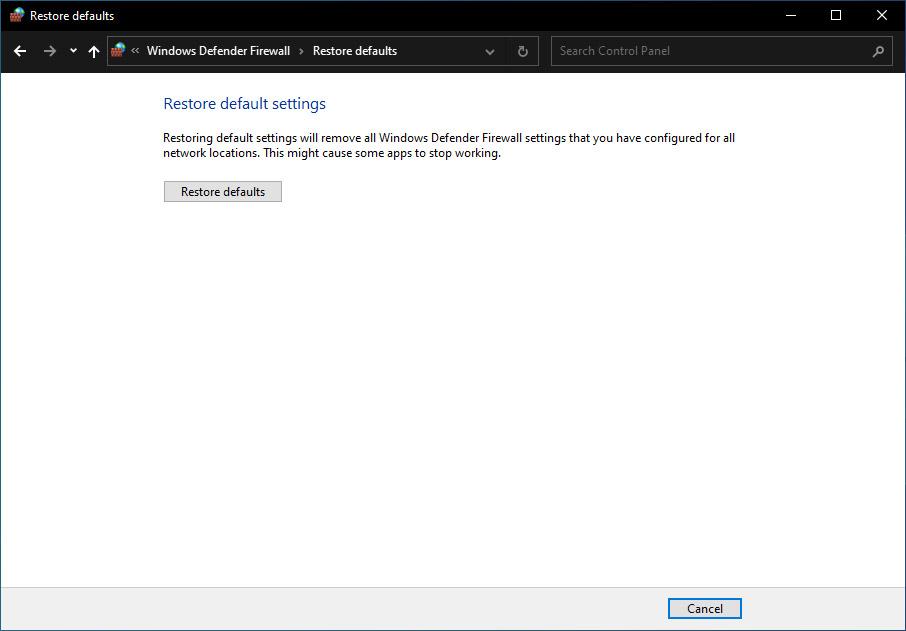 Restore Defaults