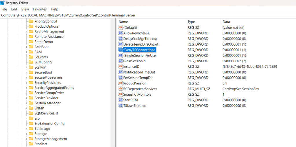Terminal Server folder