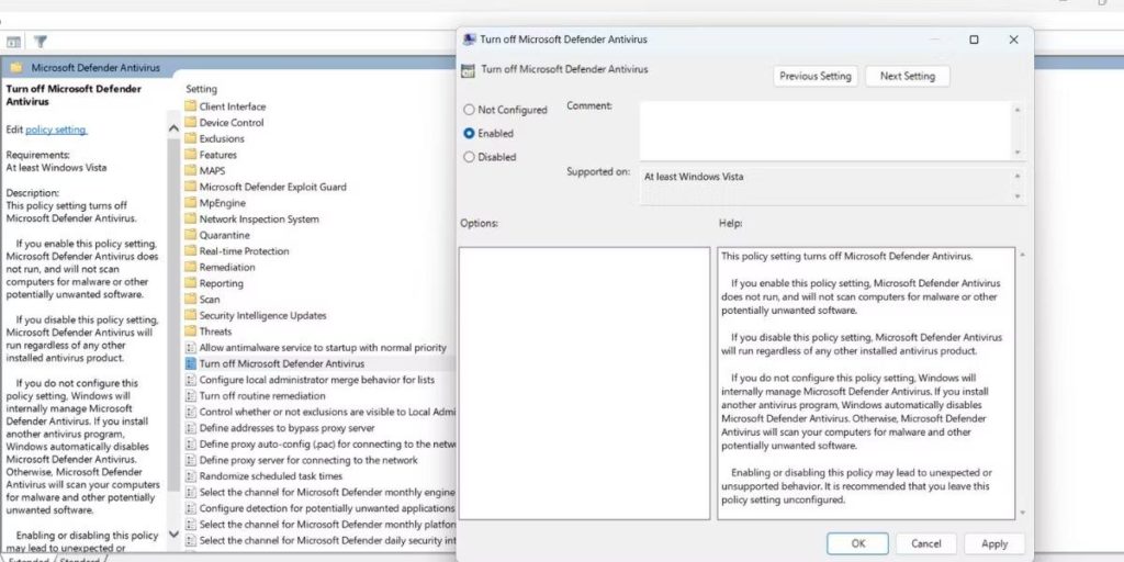 Turn off Microsoft Defender Antivirus
