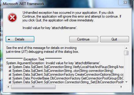 Unhandled Exception Error