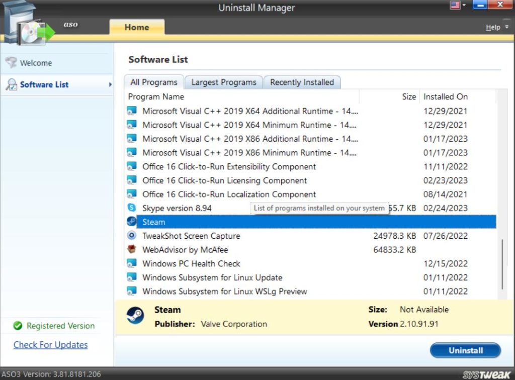 Uninstall Manager