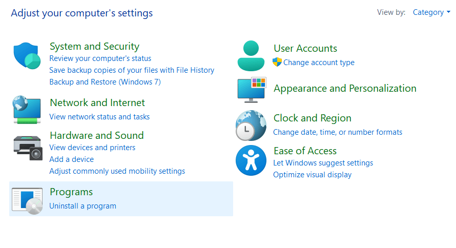Uninstall a program