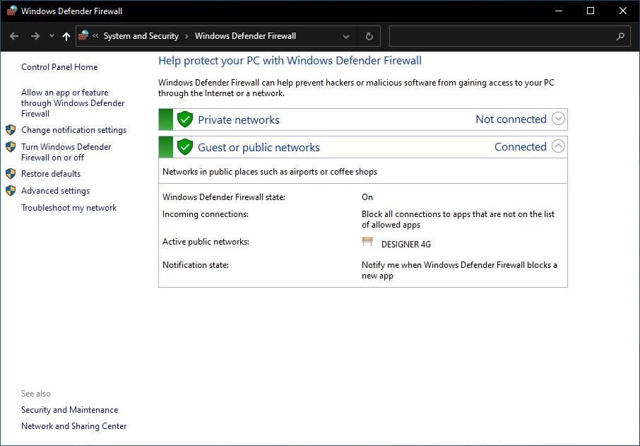 Windows Defender Firewall