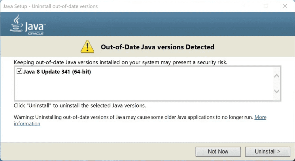 detects an outdated Java version