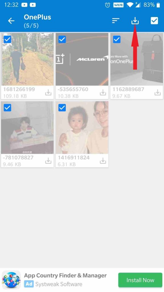 download icon of the screen