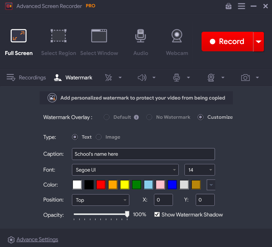 Watermark option