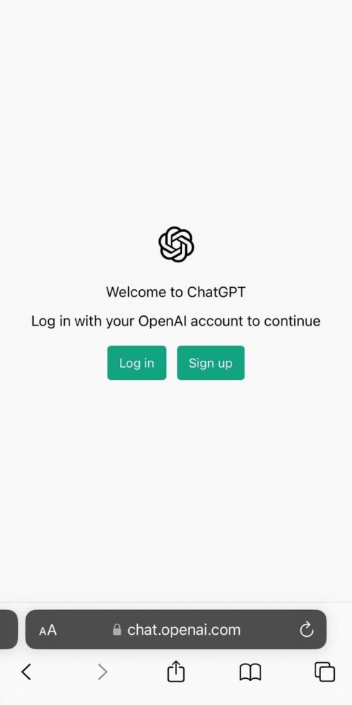 login or sing up on chat GPT