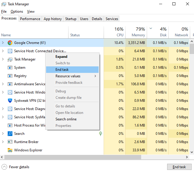 running processes