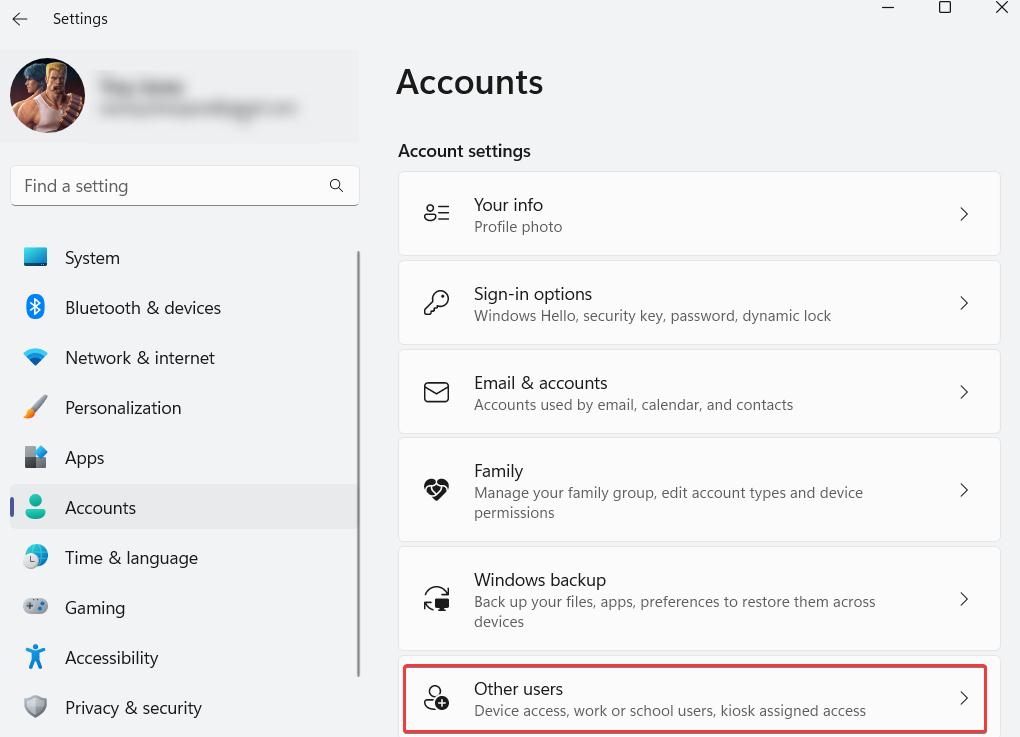 Accounts setting