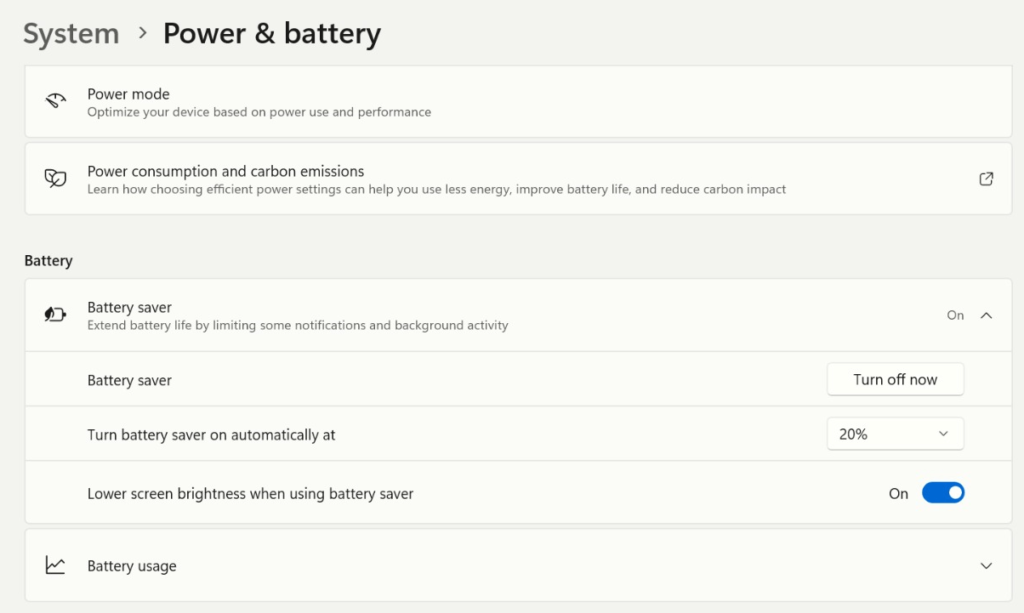 Battery Saver mode