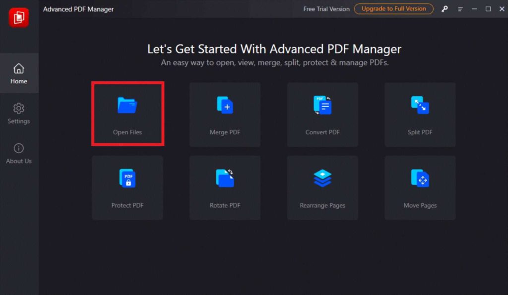 Click on Open Files