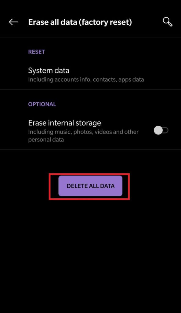 Delete All Data