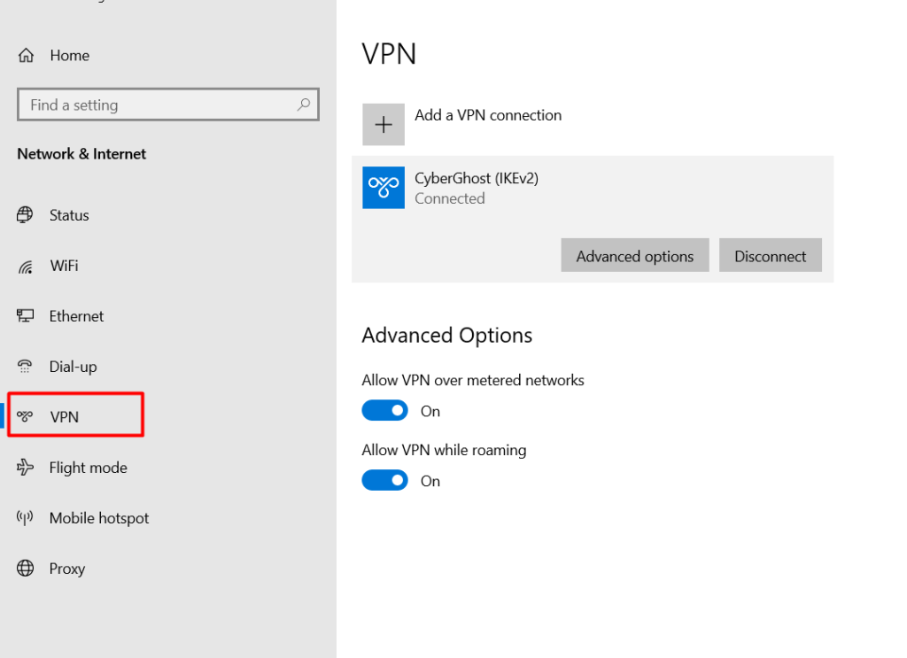 Disable VPN