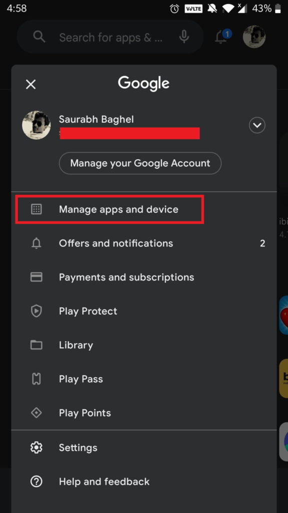 Manage apps and device