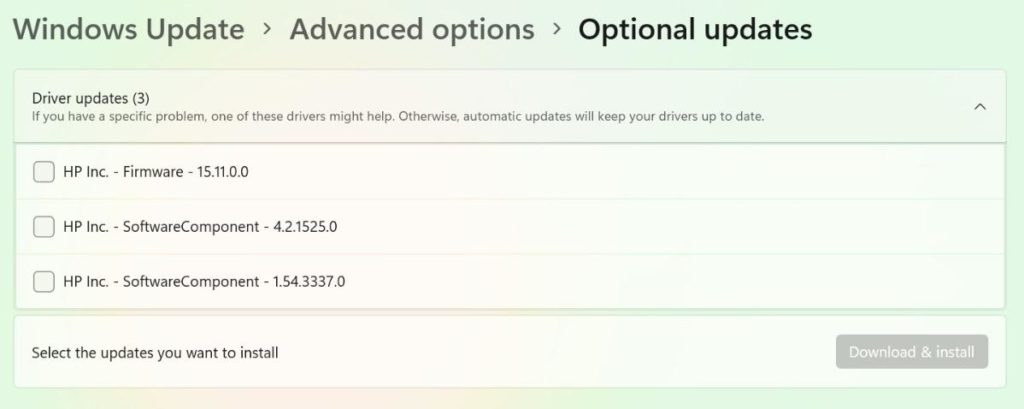 Optional Updates