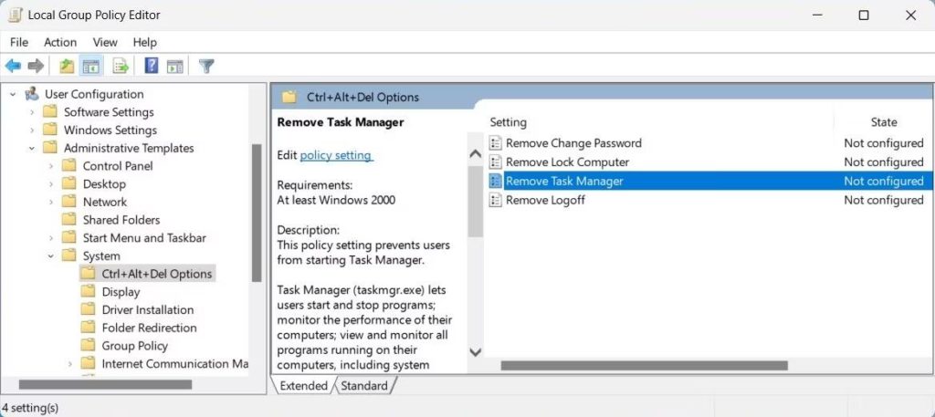 Remove Task Manager