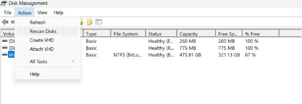 Rescan Disks
