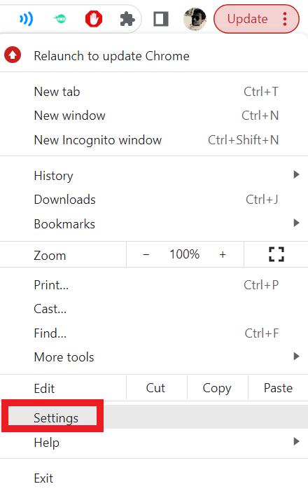 Reset Google Chrome