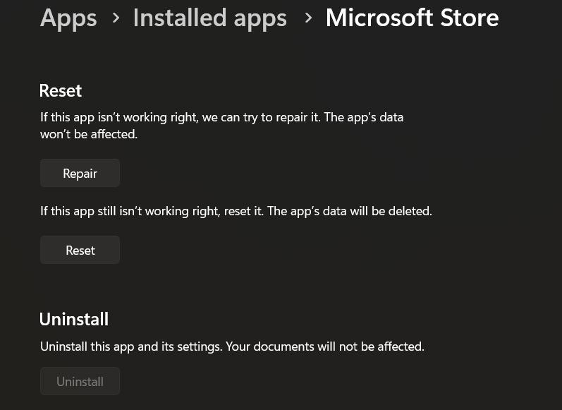 Reset and repair