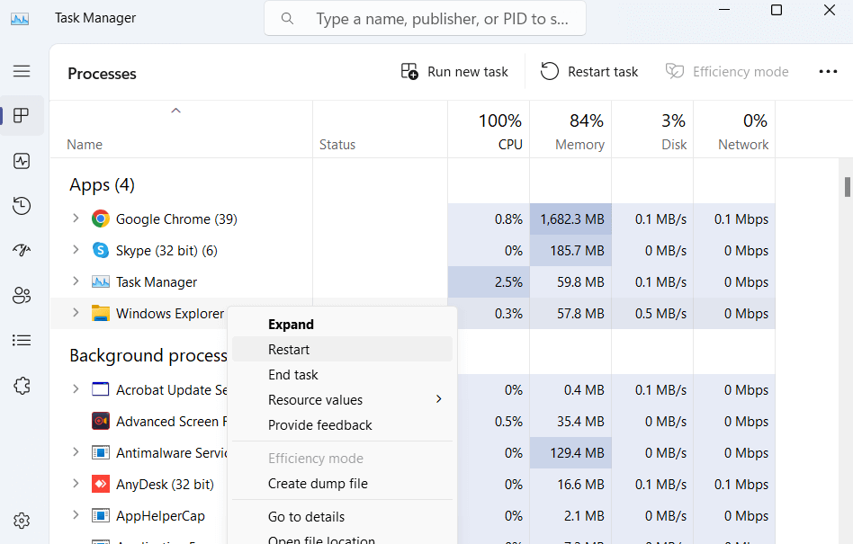 Restart Windows Explorer Process