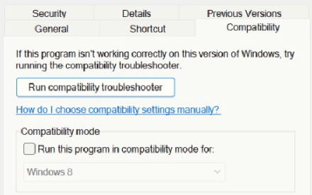 Run compatibility troubleshooter