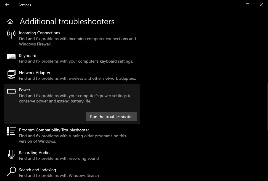 Run the Troubleshooter