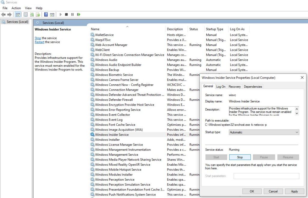 Use The Window Services Tool