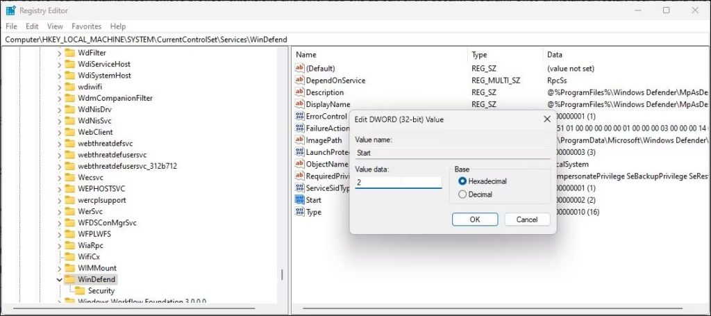 Value data field