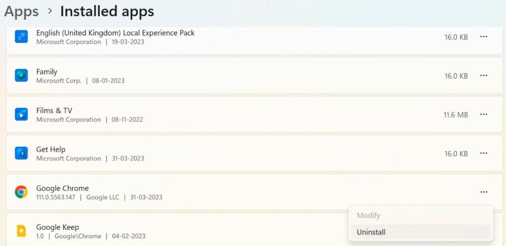 installed apps