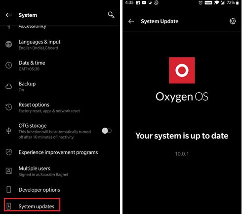 system update