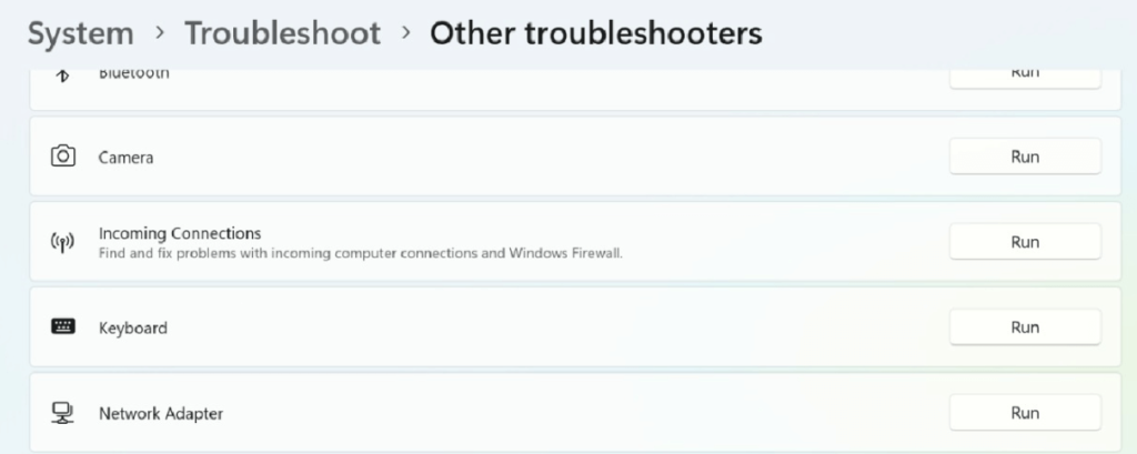 the Keyboard troubleshooter