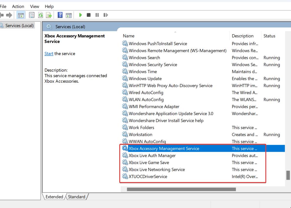 xbox accessory management service
