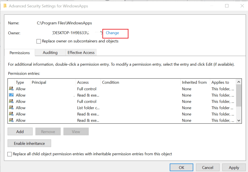 Advanced Security Settings