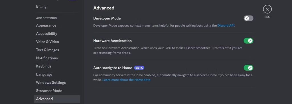 App Settings
