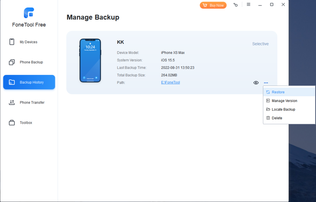 Backup History