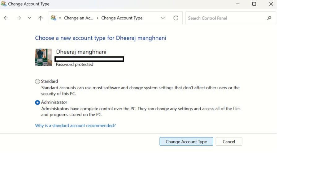 Change Account Type