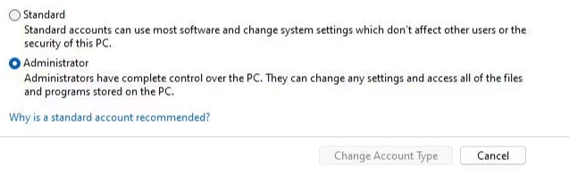 Change Account Type