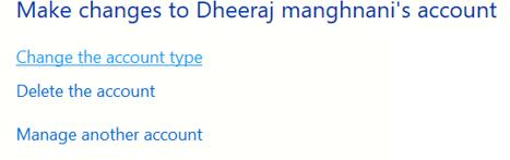 click on Change The Account Type