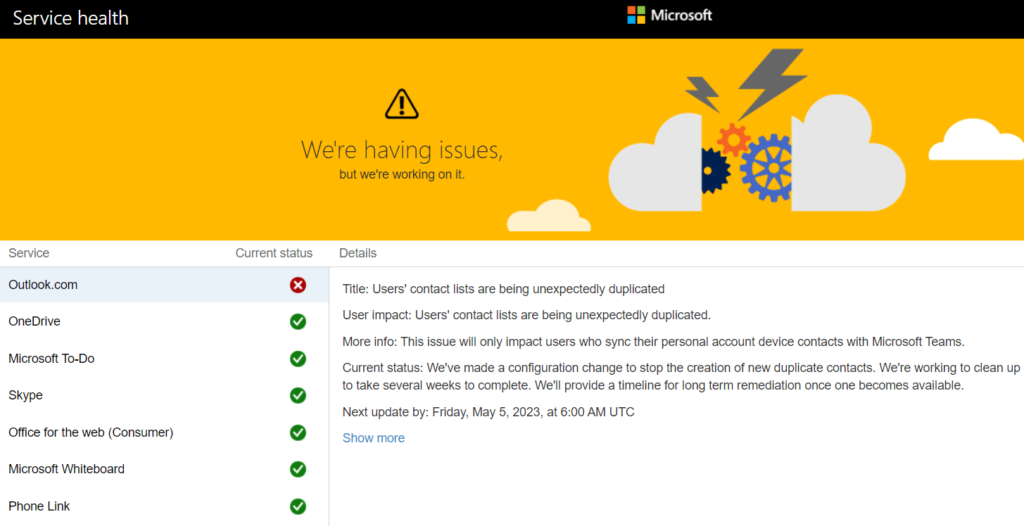 Check Microsoft Server Status