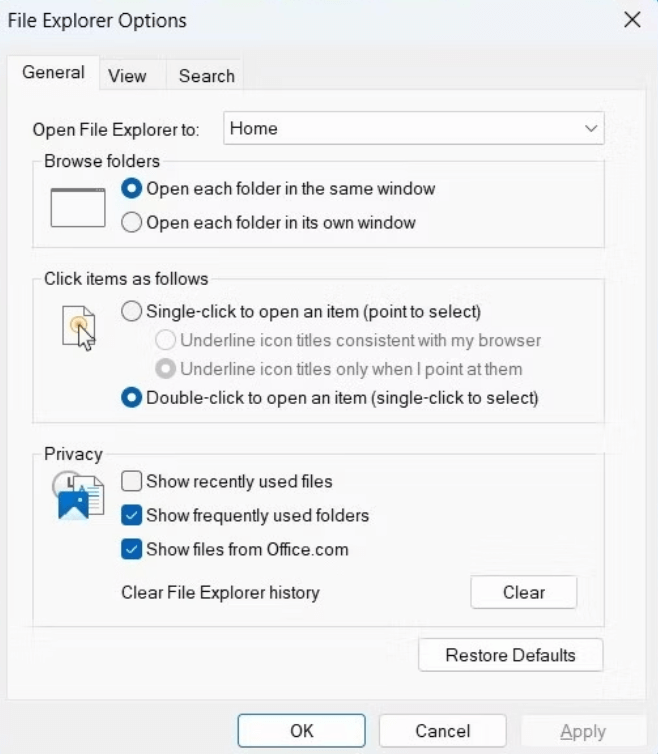 Clear File Explorer History